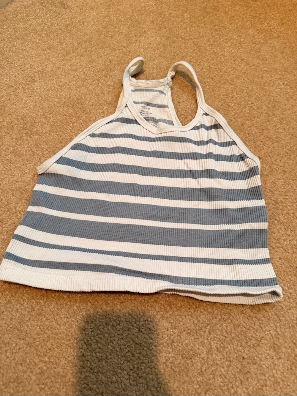 FP Movement by Free People Blue & White Striped Racerback Tank